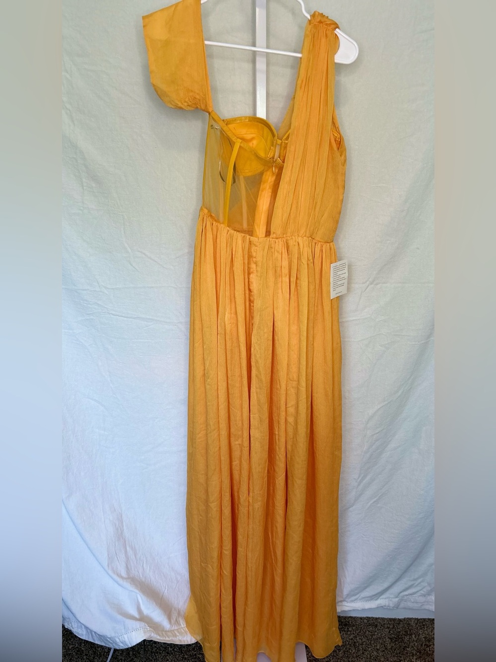 Miss Circle Back In Style Silk Corset High Slit Maxi Dress Marigold NWT - Picture 7 of 12